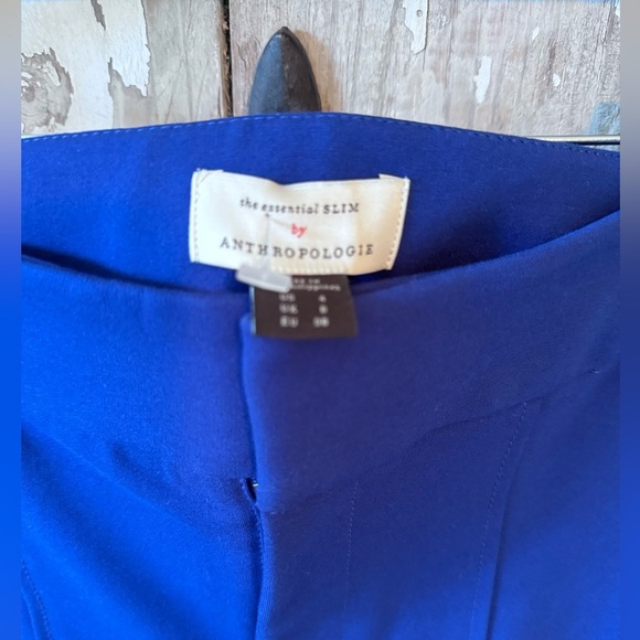 Anthropologie Blue The Essential Slim Knit Ankle Zip Trouser Pants Size 4 - Picture 5 of 7